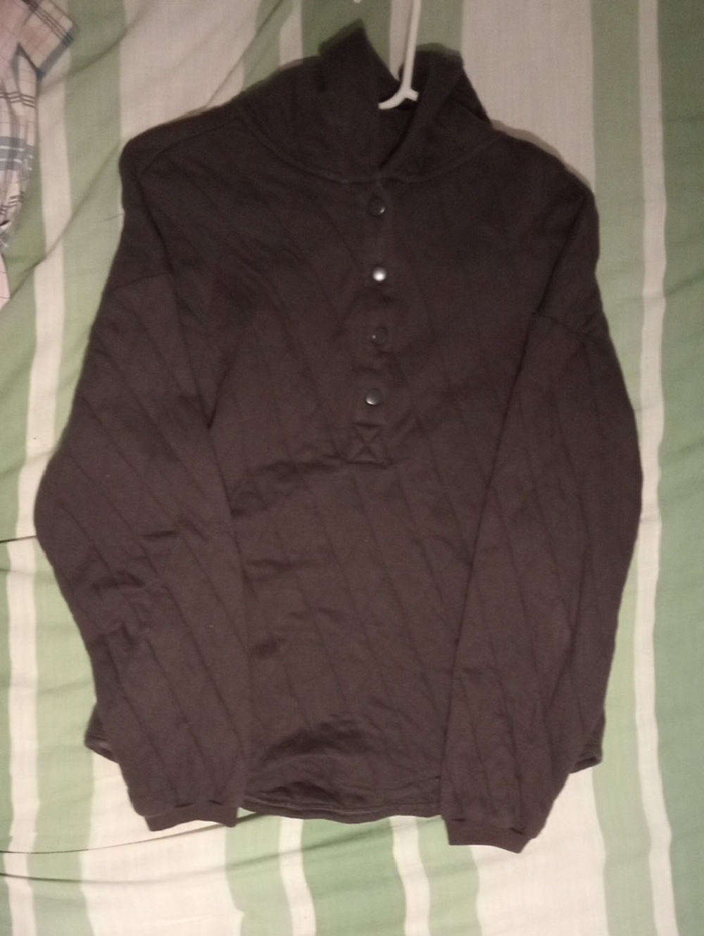 Universal Thread Quilted Henley in Dark Brown